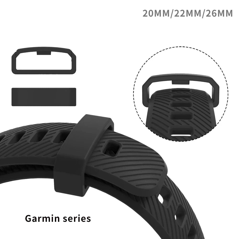 Anéis de borracha pulseira de relógio loop para garmin fenix 7s 7x 6 6x pro 5 5x plus 3hr substituição banda keeper retentor titular 20 22 26mm