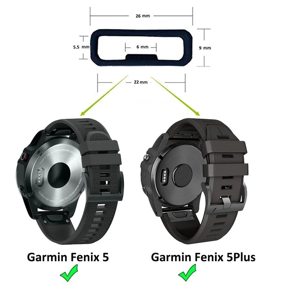 Anéis de borracha pulseira de relógio loop para garmin fenix 7s 7x 6 6x pro 5 5x plus 3hr substituição banda keeper retentor titular 20 22 26mm