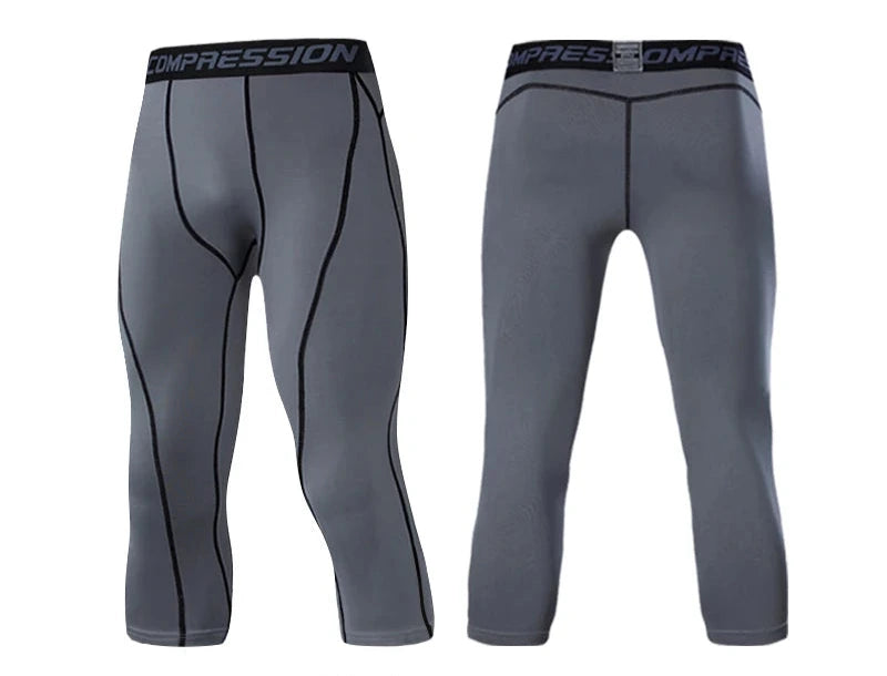 Esportes masculinos 3/4 calças cortadas ginásio correndo leggings masculino joggings compressões elásticas sweatpant futebol basquete
