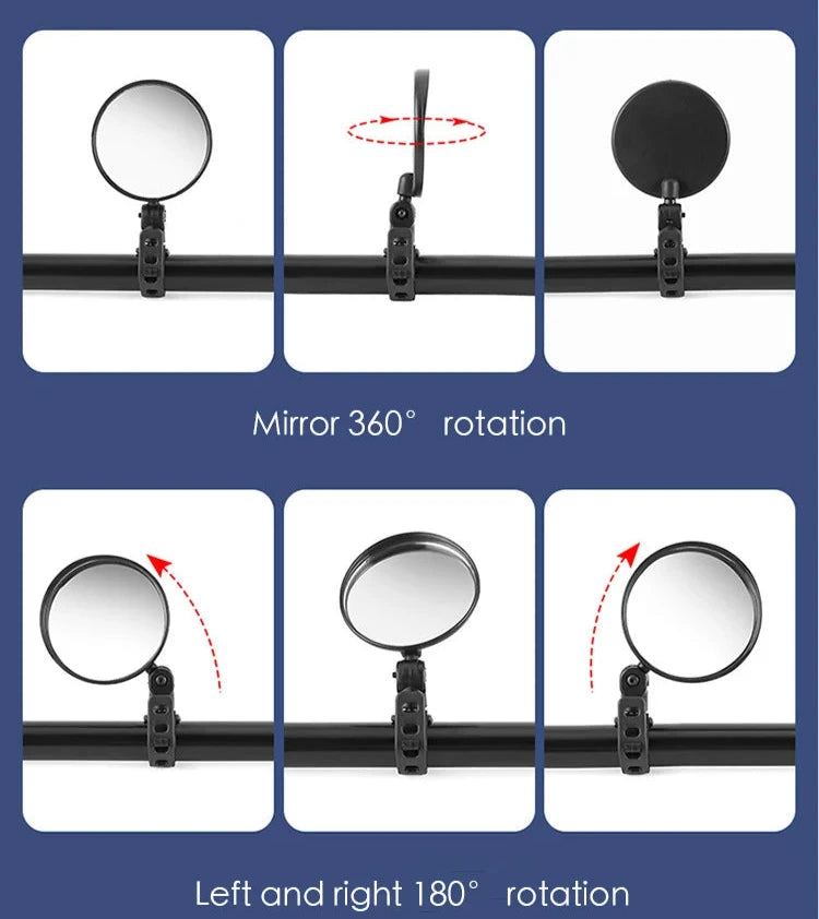 Espelho Retrovisor de Bicicleta Universal, Ajustável Girar, Ângulo Largo, Guiador de Ciclismo, Espelhos Retrovisores para MTB, Acessórios de Road Bike