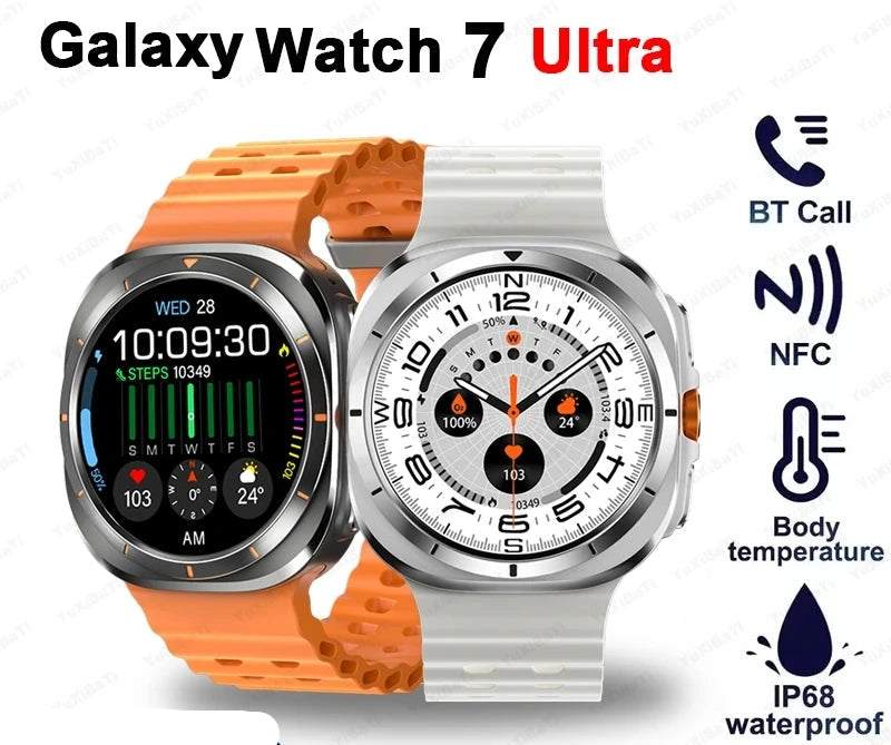 Samsung Galaxy 7 AMOLED Relógio Inteligente para Homens, Glicose no Sangue, Frequência Cardíaca, Chamada Bluetooth, NFC, Rastreador GPS, Novo, 2022