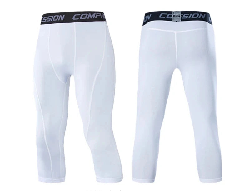 Esportes masculinos 3/4 calças cortadas ginásio correndo leggings masculino joggings compressões elásticas sweatpant futebol basquete