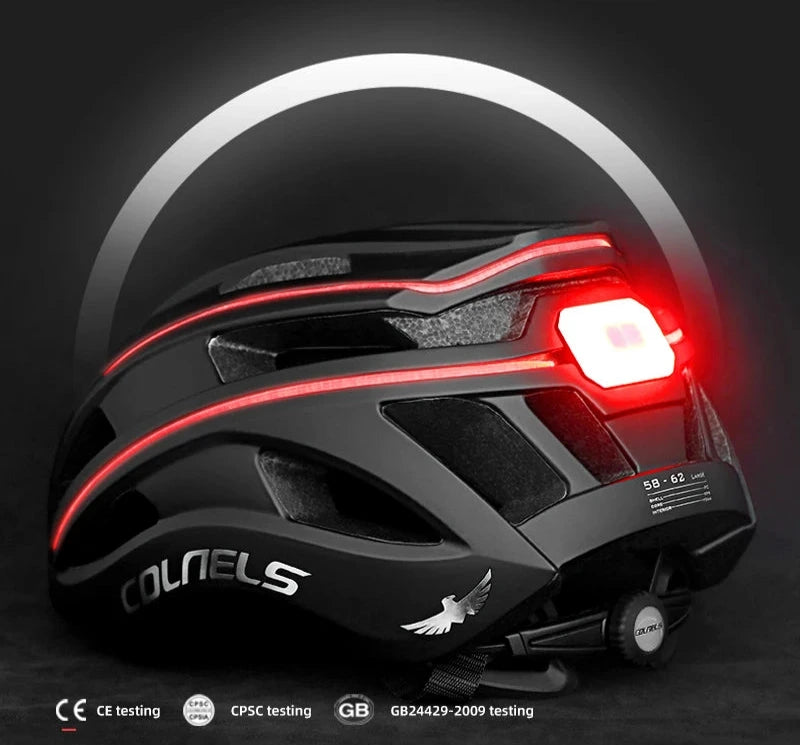 Capacete de bicicleta com luzes LED para homens e mulheres, passeio MTB, bicicleta de estrada, corrida, esportes ao ar livre, ciclismo pro, boné de segurança