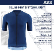Kemaloco camisa de ciclismo masculina manga curta 2024 verão sólido azul & preto & branco & cinza reflexivo respirável legal bicicleta camisa