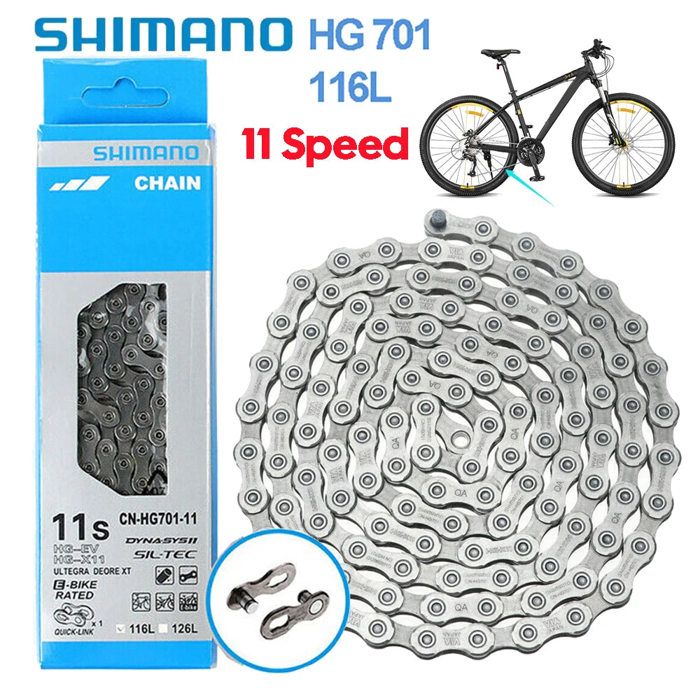Shimano-Ultegra Deore XT Cadeia de Bicicleta, Quick Link, 11V MTB atual, Estrada E-Bike Parts, CN-HG701, 116L, 11V