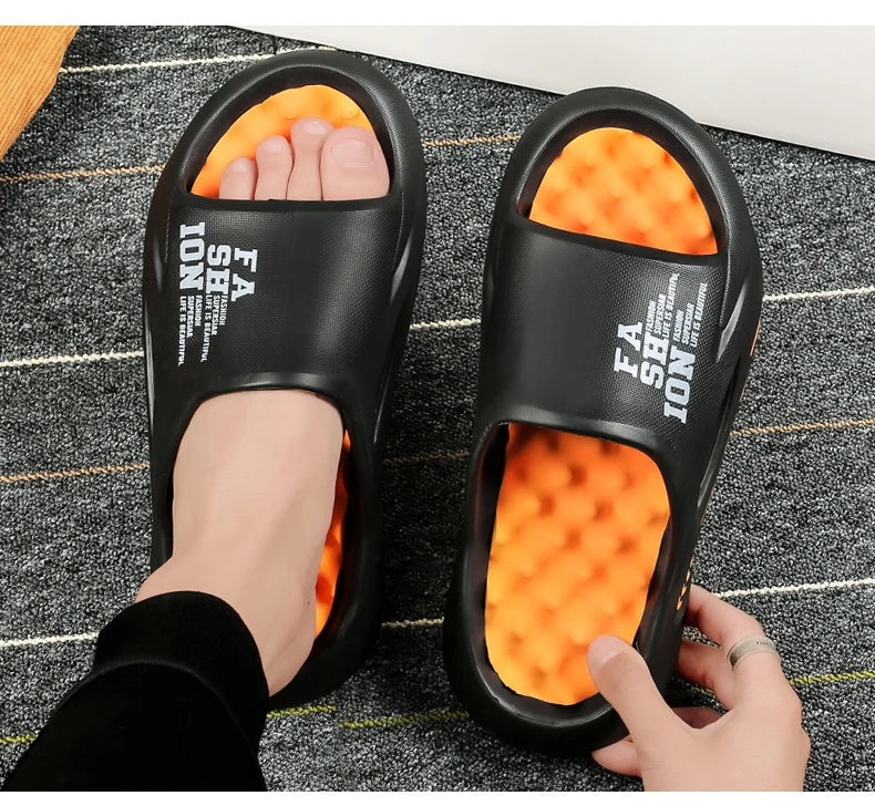 Chinelos de massagem masculinos de verão, sandálias internas e externas, sapatos casuais de praia, sola macia, chinelos masculinos, tamanho grande 47