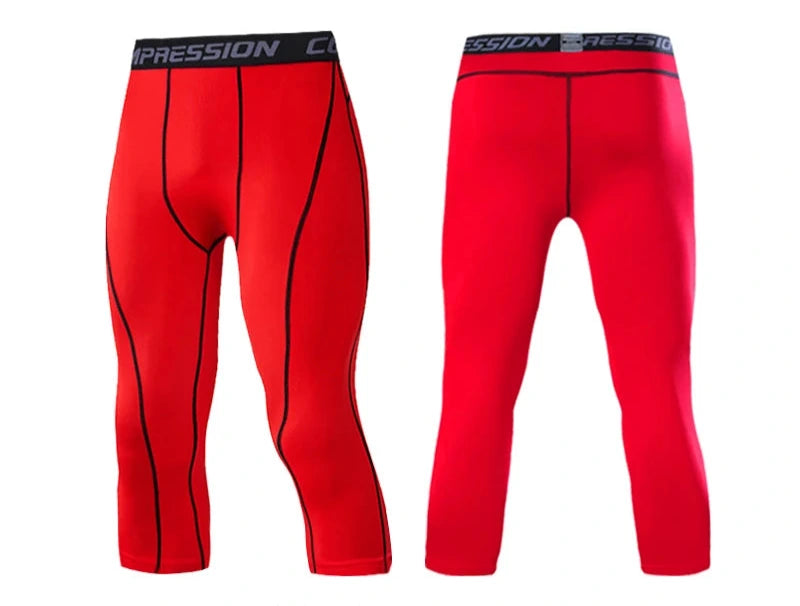 Esportes masculinos 3/4 calças cortadas ginásio correndo leggings masculino joggings compressões elásticas sweatpant futebol basquete