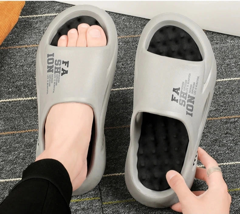 Chinelos de massagem masculinos de verão, sandálias internas e externas, sapatos casuais de praia, sola macia, chinelos masculinos, tamanho grande 47