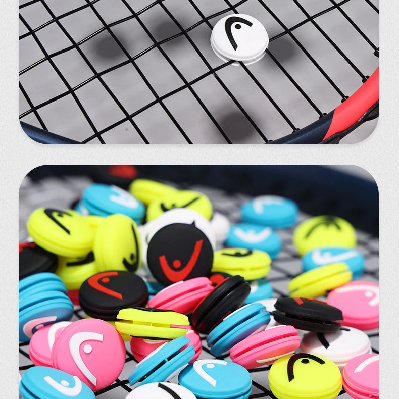 50 pçs raquete de tênis amortecedor dupla face cabeça de peixe logotipo silicone amortecedor barra multi-cor amortecedor