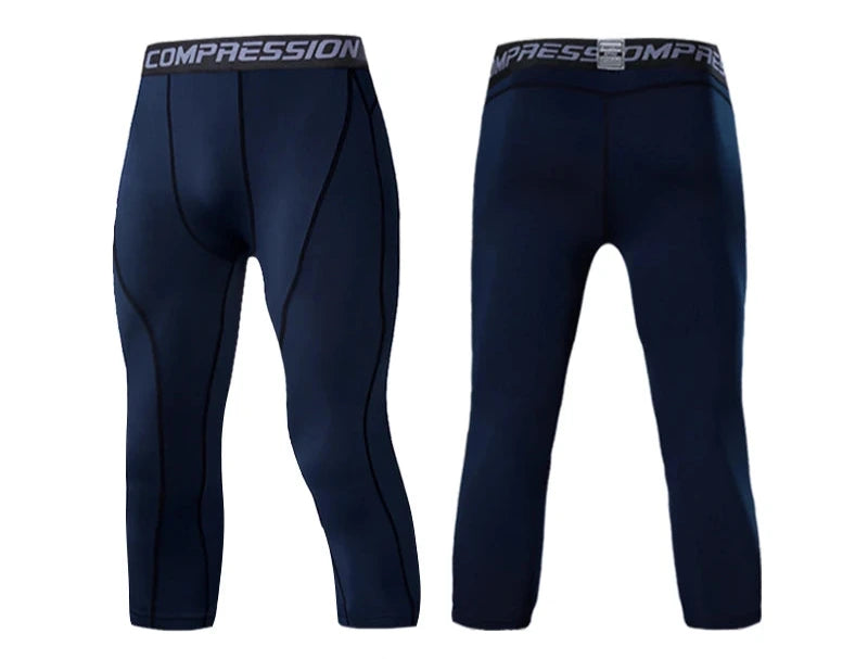 Esportes masculinos 3/4 calças cortadas ginásio correndo leggings masculino joggings compressões elásticas sweatpant futebol basquete