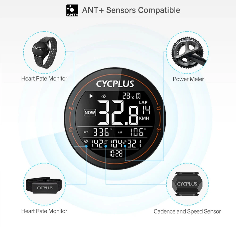 Cycplus m2 sem fio gps bicicleta computador ant + bluetooth ciclismo bicicleta de estrada mtb medidor velocidade à prova dwaterproof água cadência acessórios energia