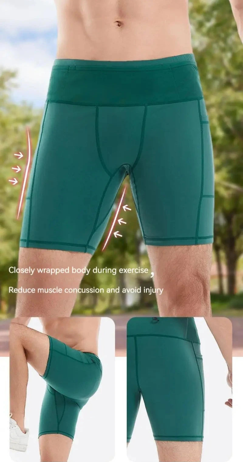 (Mul-bolsos shorts de compressão 3.0) homens maratona correndo shorts secagem rápida exercício treinamento jogging ciclismo fitness shorts apertados