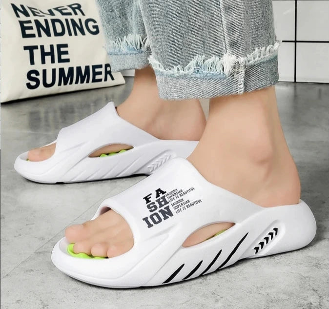 Chinelos de massagem masculinos de verão, sandálias internas e externas, sapatos casuais de praia, sola macia, chinelos masculinos, tamanho grande 47