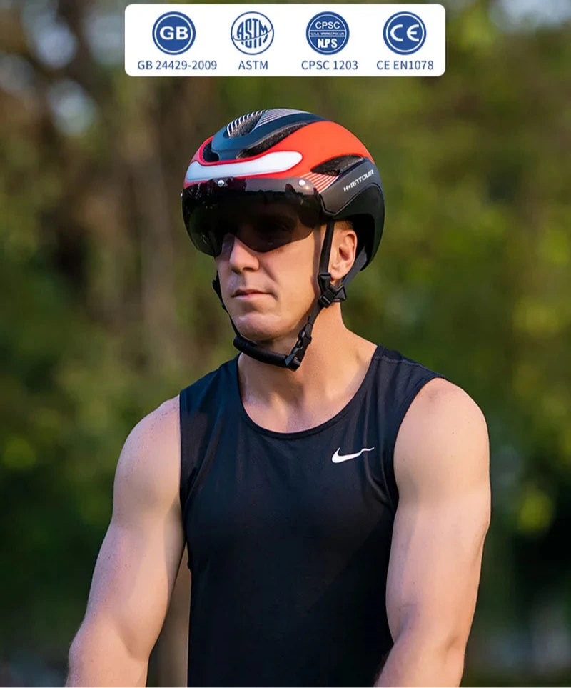 Horntour capacete de bicicleta passeio luzes led corrida capacete de bicicleta de estrada homens e mulheres esportes ao ar livre pro ciclismo boné de segurança ﻿