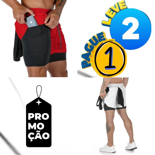 Short Masculino de Camada Dupla 🔥 PAGUE 1, LEVE 2!