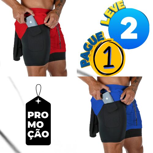 Short Masculino de Camada Dupla 🔥 PAGUE 1, LEVE 2!