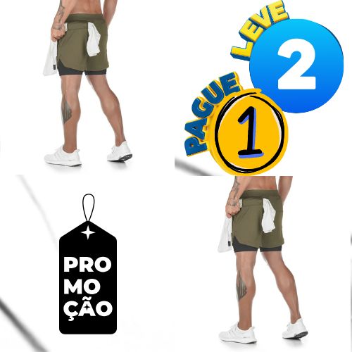 Short Masculino de Camada Dupla 🔥 PAGUE 1, LEVE 2!